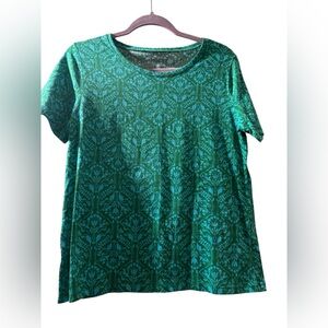 Ann Taylor Teal Patterned Short Sleeve Top